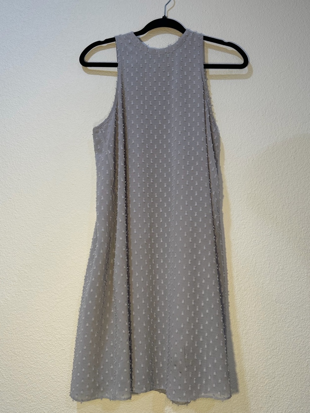 Sleeveless Textured A-Line Dress in Light Gray